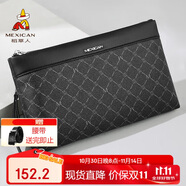 稻草人男士手包手拿包老花紋印花拉鏈信封包多卡位手抓包錢包生日禮物