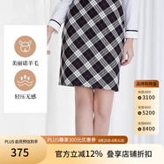 SCOFIELD【美麗諾羊毛】女復古高腰格子裙包臀裙羊毛100%半身裙 黑色 M 165