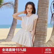 樂町公主蓬蓬短裙多層下擺蕾絲半身裙俏皮甜美小A裙 白色（現(xiàn)貨） M