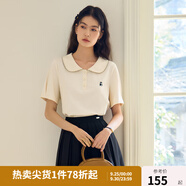 獨(dú)束大碼女裝減齡娃娃領(lǐng)休閑POLOT恤2024年夏季新款簡(jiǎn)約氣質(zhì)上衣 米杏色 XL (尺碼：3) 拍前和客服確認(rèn)尺碼