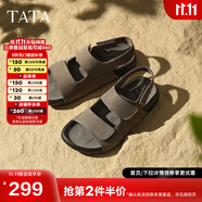他她（TATA）復(fù)古勃肯鞋女秋季新款厚底沙灘鞋外穿拖鞋涼鞋男女同款 灰色AAD01BL5 42