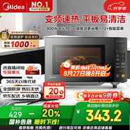 美的（Midea）家用變頻微波爐平板式易清潔 800W微波速熱 一鍵智能菜單 鉆石背板 微晶面板加熱20L（PM20M2）