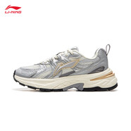 李寧（LI-NING）北辰2k跑步鞋休閑鞋網(wǎng)面透氣女鞋新款厚底老爹AGCU 銀色靜灰色杏金色AGCU354-2 35