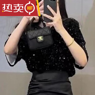 OUOETY女裝套裝修身高冷御姐風(fēng)名媛女裝高端套裝高級感亮片上衣+半身裙 黑色亮片上衣 S  建議75斤-90斤
