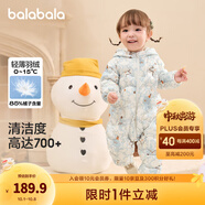 巴拉巴拉童裝嬰兒連體衣輕薄羽絨服寶寶衣服2025冬裝抱衣爬服男童女童萌趣 白藍(lán)色調(diào)-白鴨絨 90 cm-充絨量47g