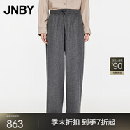 JNBY/江南布衣秋冬休閑直筒褲羊毛呢闊腿長褲寬松通勤5O0E12420 071/雜灰 S
