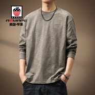 AEMAPE美國蘋(píng)果高端長(cháng)袖t恤男2025秋冬新款復古竹節棉寬松大碼上衣男 W9620卡其t恤 XL 碼 150-170斤