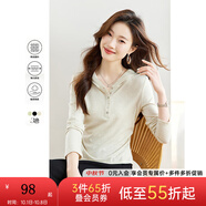 梵希蔓淺燕麥色休閑時(shí)尚連帽T恤女2025年春季新百搭顯瘦針織上衣 M6221 淺燕麥色 M