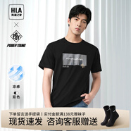 海瀾之家（HLA）短袖t恤男裝春夏季POWER YOUNG系列涼感冰爽棉舒上衣服男士T恤衫 涼感抗菌-黑色48 S /165推薦57~62kg