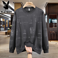 花花公子370斤特大碼上衣潮流衛衣加肥加大國風(fēng)胖子休閑長(cháng)袖圓領(lǐng)T恤打底衫 306祥龍灰色春秋 10XL 10建議290-310斤
