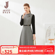 經(jīng)典故事（JANE STORY）經(jīng)典故事千鳥格針織連衣裙女秋冬2024新款赫本風(fēng)拼接假兩件裙子 R73黑 XL