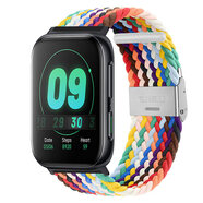 適配手表表帶尼龍oppo watch2/3/4pro/X2腕帶編織41彈力42卡扣46mm彩虹手鏈女柯南男ECG版非原裝運(yùn) 官方彩虹【尼龍卡扣表帶】 適用：OPPO Watch X2