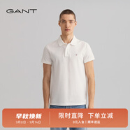 GANT【100%棉】GANT/甘特夏男士寬松時(shí)尚休閑舒適通勤翻領(lǐng)短袖POLO衫 110白色 L