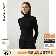 朗姿【王楚然同款】純羊毛高領(lǐng)針織衫秋冬內(nèi)搭打底上衣曠野美拉德 黑色2 M