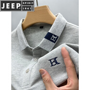 JEEP SPIRIT23夏新款純棉短袖t恤男士翻領(lǐng)休閑polo寬松爸爸短袖上衣潮 灰色 (短袖款POLO衫) XL 175