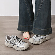 駱駝（CAMEL）老爹鞋女鞋2025春夏新款百搭戶(hù)外徒步登山鞋休閑運動(dòng)鞋女 旗 銀灰色 35