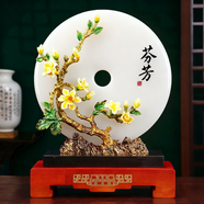 御好運平安扣擺件琺瑯彩玉石實(shí)木客廳別墅會(huì )所玄關(guān)電視柜高檔新中式裝飾 大號玉蘭芬芳【38*15*47cm】