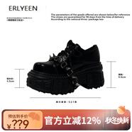 erlyeen朋克重金屬厚底松糕鞋女亞文化哥特歐美風(fēng)辣妹y2k小 黑色[柳釘款1] 34