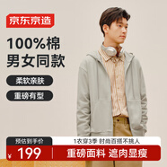 京東京造【100%長絨棉】開衫衛(wèi)衣男秋季外套男裝衣服長袖t恤  淺灰色 L
