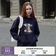 Teenie Weenie小熊連帽衛(wèi)衣女索羅娜曠野美拉德衛(wèi)衣美式復(fù)古寬松上衣 藏青色 M (165)