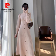 皮爾卡丹（pierre cardin）半高領(lǐng)長袖針織中長款連衣裙氣質(zhì)韓國女內(nèi)搭毛衣裙子秋冬2025新款 粉色 S 80-95斤