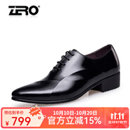 零度Zero官方男鞋商務(wù)休閑皮鞋英倫風(fēng)牛皮正裝鞋潮流大頭商務(wù)鞋婚鞋 F8998黑色 42