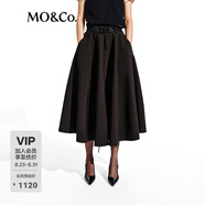 MO&Co.半身裙2025春新品黑色機能風高腰蓬松小黑裙附腰帶MBE1SKT032 黑色 XS