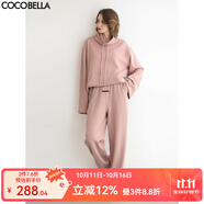 COCOBELLA氣質(zhì)粉高腰直筒褲女25秋冬闊腿褲加絨休閑長褲PA932 粉色 S
