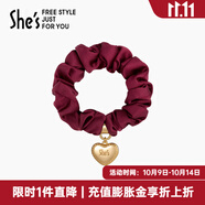 She's茜子發(fā)飾心形發(fā)圈大腸圈頭花頭繩馬尾皮筋綁頭發(fā)繩頭飾生日禮物女 微醺紅A0（配件升級款）