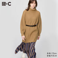 優(yōu)衣庫合作款/女裝針織迷你連衣裙/高領(lǐng)兩翻領(lǐng)25秋冬新款479684 32 深米色 M /160/84A