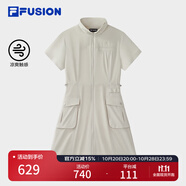 FILA FUSION斐樂(lè)潮牌女裝梭織連衣裙2025夏季新款涼感功能工裝裙 麥米卡其-BG L 170/88A/L
