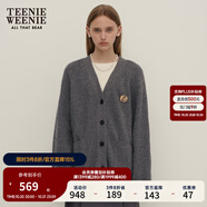 Teenie Weenie【澳毛+牦牛絨混紡】小熊冬裝松弛感時髦針織開衫女 深灰色 S (160)