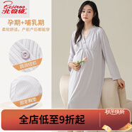 北極絨莫代爾月子服睡裙女春秋帶胸墊孕婦待產(chǎn)連衣裙產(chǎn)婦產(chǎn)后睡衣家居服 AM13046帶胸墊睡裙 M 【80-100斤】