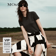 MO&Co.閃鉆標語正肩修身彈力百搭T恤黑色白色美式復(fù)古時尚上衣上裝 深花灰色-第2批 建議和客服確認尺碼哦 XS 155 建議和客服確認尺碼哦