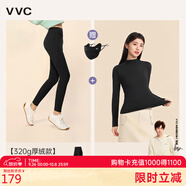 VVC打底褲女春秋新款高腰小腳鯊魚(yú)褲塑形修身顯瘦高彈瑜伽褲子 【320g絨款+曜石黑肌底衣】組合 L （100-110斤）