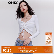 ONLY秋季氣質(zhì)荷葉邊修身捏褶長袖短款針織衫女|123224007 A06糖汁 XS (155) 76A