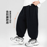 悠悠童話(huà)秋冬兒童褲子加絨2025冬季男童運動(dòng)休閑褲中大童洋氣時(shí)尚長(cháng)褲 黑色 120 56