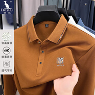 袋鼠（DAISHU）含桑蠶絲男士商務(wù)休閑翻領(lǐng)長(cháng)袖POLO衫春秋季新款時(shí)尚百搭T恤衫 FL6815桔色 M 推薦90-125斤