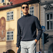 布先生【雙層保暖羊毛衫-中高領(lǐng)】長(cháng)袖針織衫毛衣純色羊毛衫內搭BT15560 極夜灰 2XL (185)