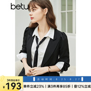 betu百圖女裝休閑小西裝女款通勤西服外套JD2101T29 黑色2 XS
