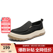 森達男鞋春夏一腳蹬平底休閑鞋舒適透氣布鞋男V7R13BM3 黑色JDZ28BM5 41