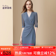 迪菲麗格高級感V領(lǐng)連衣裙女2025年夏季新款正式場合氣質(zhì)收腰裙子 圖片色 L