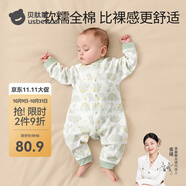 貝肽斯嬰兒衣服秋季新生兒連體衣寶寶四季款純棉長袖嬰兒睡衣空調(diào)哈衣 （夾棉款）森林聚會 80cm