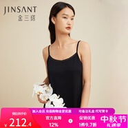金三塔真絲吊帶睡裙桑蠶絲針織吊帶睡裙打底真絲襯裙YZF3B310 黑色【有花邊】 XL (170/92A)