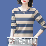 撿漏純棉剪標女裝2025新款秋季減齡長(cháng)袖遮肚T恤女上衣潮 21053【杏藍-版】特價(jià)款非純棉 2XL 建議125-140