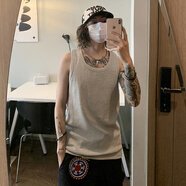 普戈斯（PUGESI）工字螺紋背心男款夏季性張力穿搭無(wú)袖t恤運動(dòng)健身兩根筋坎肩汗衫 白色 M