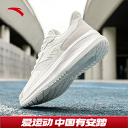 安踏（ANTA）革面網(wǎng)面同款輕質(zhì)跑步鞋男秋季防滑減震運動鞋通 象牙白/一度灰-3 41