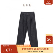 EHE男裝棉經(jīng)典直筒寬松百搭通勤復(fù)古風(fēng)牛仔褲男2025秋季新款 牛仔藍(lán)，L