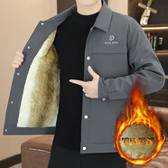 茄克斯 外套男士春秋季翻領(lǐng)長(cháng)袖工裝夾克男裝休閑修身潮學(xué)生褂子上衣服 018加絨灰色 XL 建議125-140斤