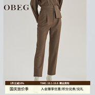 OBEG歐碧倩秋冬簡潔時尚直筒褲女氣質(zhì)OL通勤毛呢西褲10404035 橄欖綠 XS /155/34